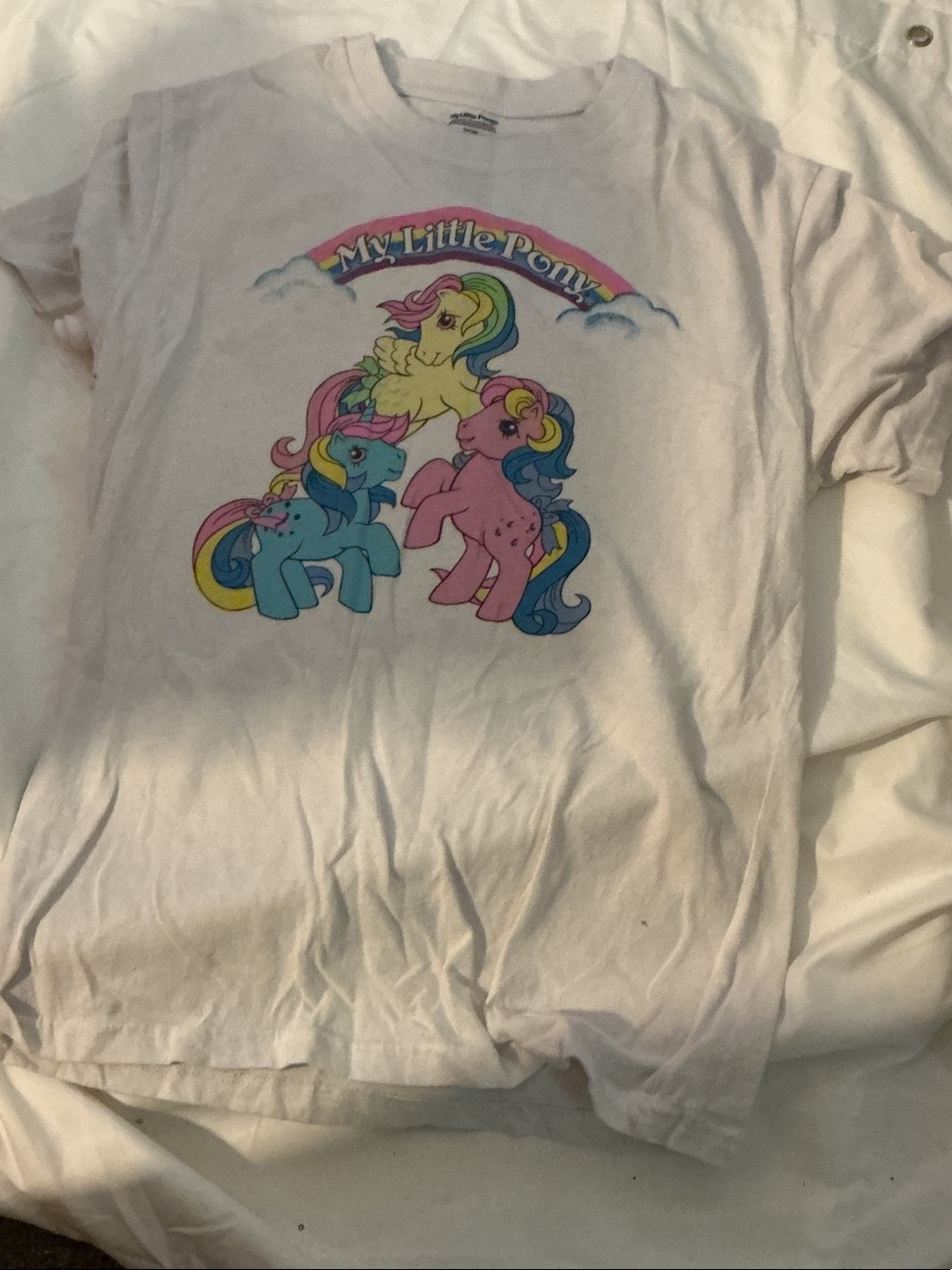 My Little Pony White Tee with Pink Blue Yellow Ponies